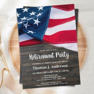 Police Officer Retirement Party American Flag Invi Invitation