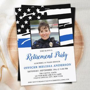 Police Officer Retirement Party Custom Photo Invitation