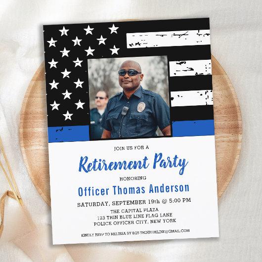 Police Officer Retirement Personalized Photo  Invitation Postcard