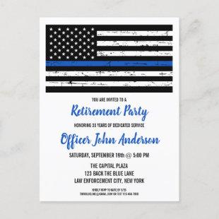 Police Officer Retirement Thin Blue Line Announcement Postcard