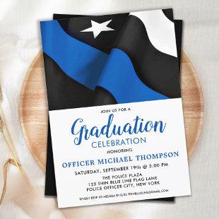 Police Officer Thin Blue Line Flag Graduation Invitation