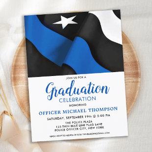Police Officer Thin Blue Line Flag Graduation Invitation Postcard