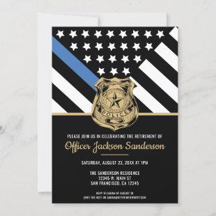Police Retirement Blue Line Flag Law Enforcement Invitation
