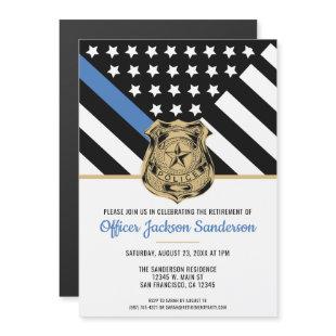 Police Retirement Blue Line Flag Law Enforcement Magnetic Invitation