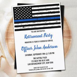 Police Retirement Law Enforcement Thin Blue Line Invitation