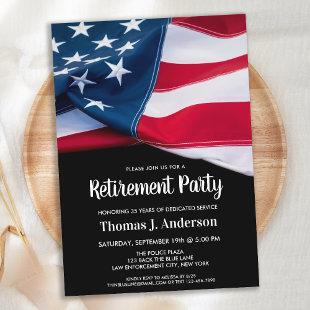 Police Retirement Party Patriotic American Flag  Invitation