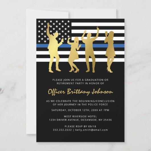 Police Retirement Party Thin Blue Line Invitation
