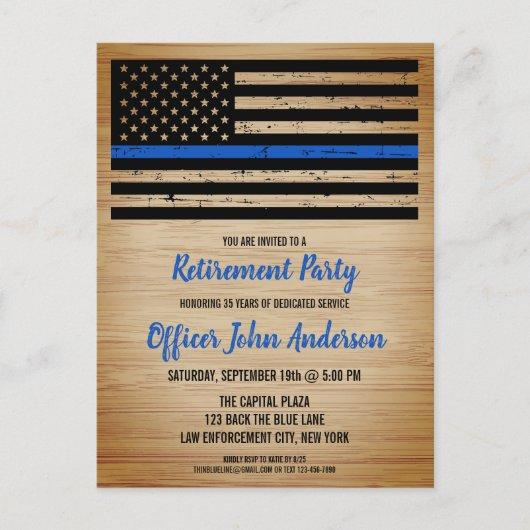 Police Retirement Thin Blue Line Law Enforcement Announcement Postcard