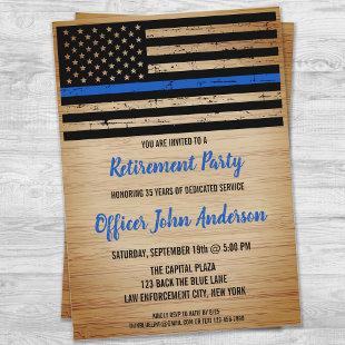 Police Retirement Thin Blue Line Law Enforcement Invitation