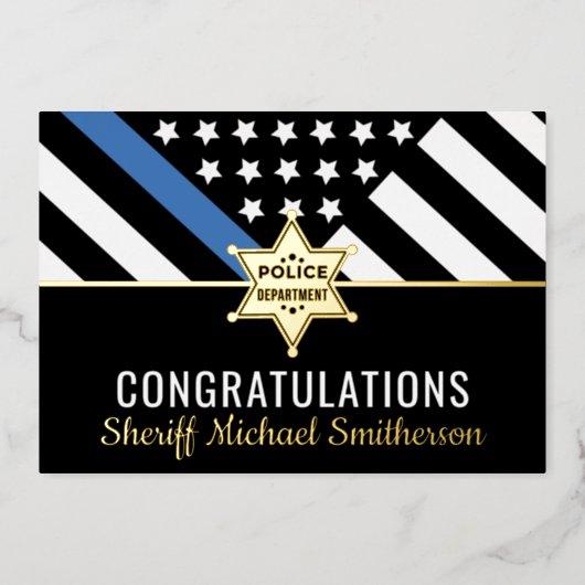 Police Sheriff Retirement Blue Line Congrats Card