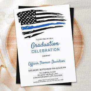 Police Thin Blue Line American Flag Graduation Invitation