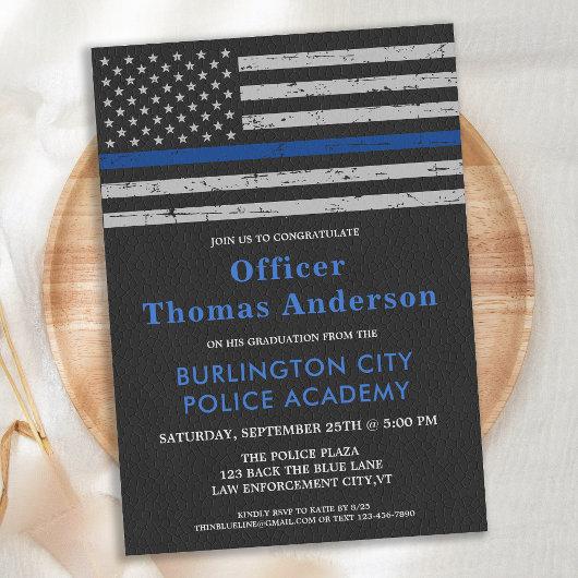 Police Thin Blue Line Law Enforcement Graduation I Invitation