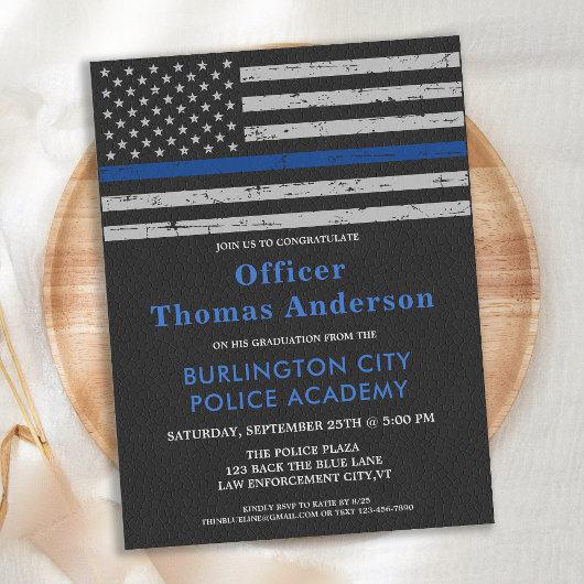 Police Thin Blue Line Law Enforcement Graduation Invitation Postcard