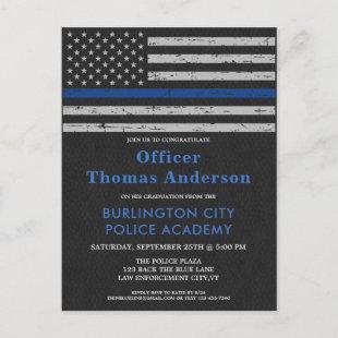 Police Thin Blue Line Law Enforcement Graduation Invitation Postcard