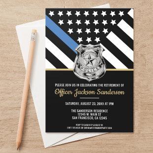 Police Thin Blue Line Law Enforcement Retirement Invitation