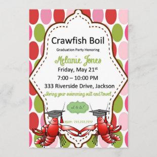 Polka Dot Graduation Crawfish Boil Invitation