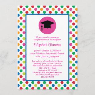 Polka Dots and Cap Graduation Invitation