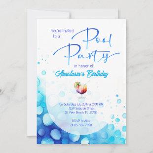 Pool Party Cocktail Adult Invitation
