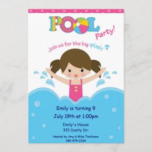 Pool Party -Girl Invitation
