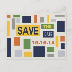 Pop Art Abstract Save The Date Postcard - Blue