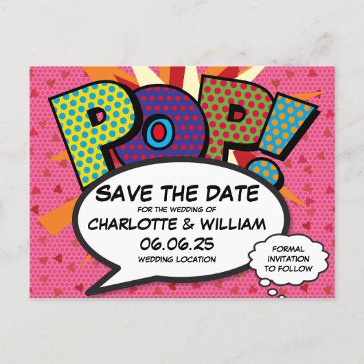 POP Save the Date Fun Retro Comic Book Pop Art Invitation Postcard