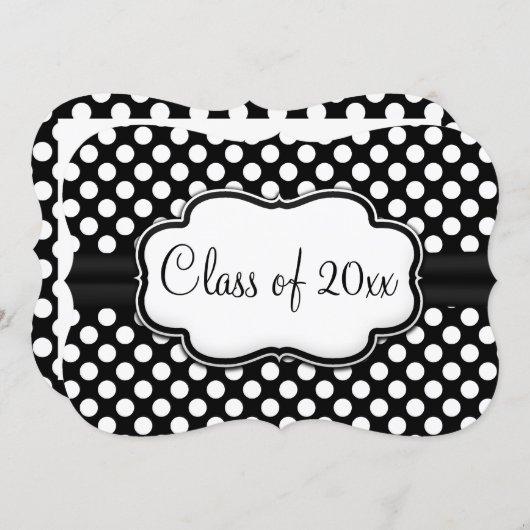 Posh Black White Polka Dot Graduation/Party Invitation