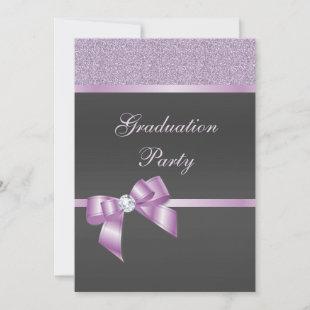 Posh Lilac & Black Graduation Party     Invitation