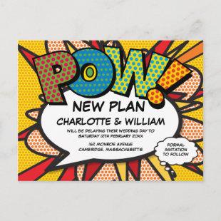 POW Postponed Change of Date Comic Book Pop Art Postcard