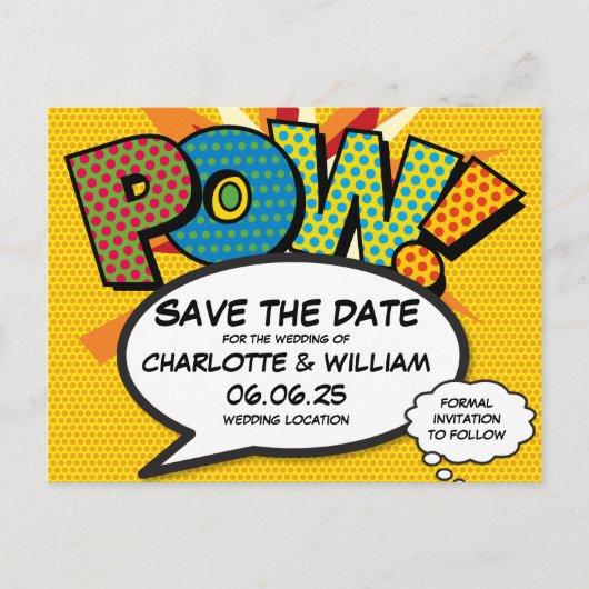 POW Save the Date Fun Retro Comic Book Pop Art Announcement Postcard