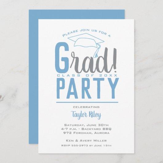 Powder Blue and Gray Graduation Party Invitation