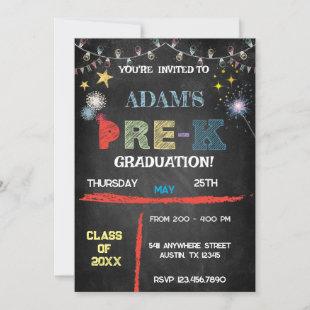 Pre k Graduation -Chalkboard- Invitation