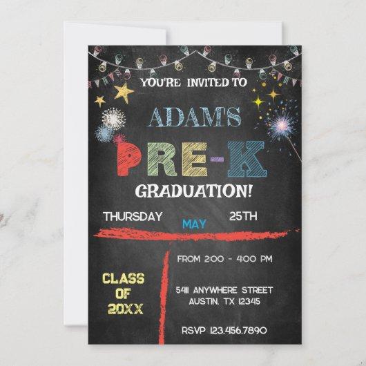 Pre k Graduation -Chalkboard- Invitation