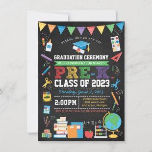 Pre-Kindergarten Graduation Ceremony Chalkboard In Invitation