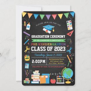 Pre-Kindergarten Graduation Ceremony Chalkboard Invitation