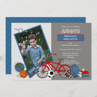 Preschool Photo Boy Graduation Party Invitation