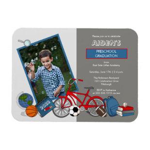 Preschool Photo Boy Graduation Party Invitation Magnet
