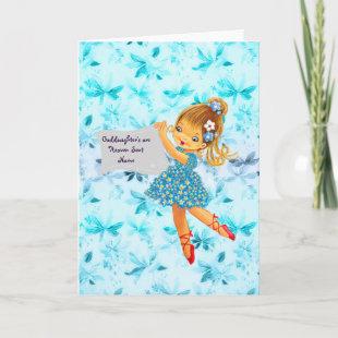 Pretty Flower Fairy Goddaughter Gift Personalized Holiday Card