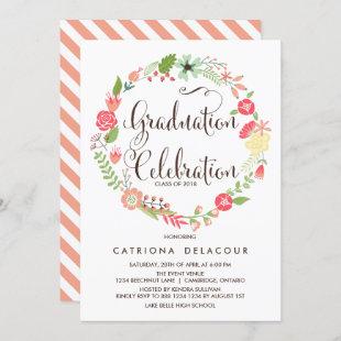 Pretty Garden Wreath Graduation Party Invitation
