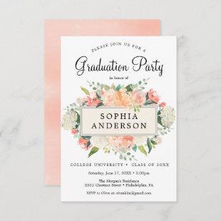 Pretty Peach Graduation Party Invitation