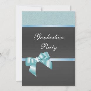 Pretty Teal & Black Graduation Party    Invitation