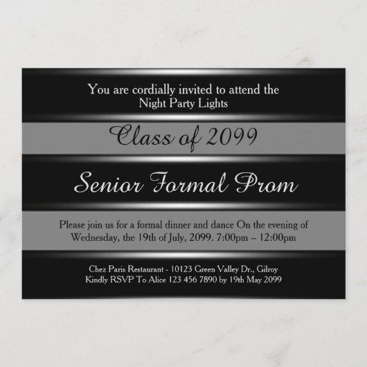 Prom senior formal class 2099,black silver,trendy invitation
