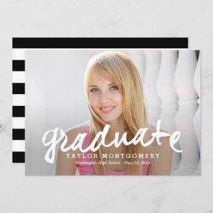 Proudly Brushed Graduation Announcement - White