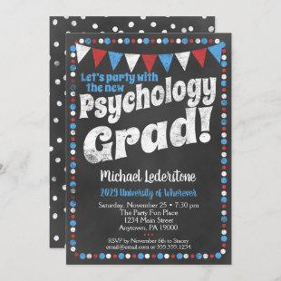 Psychology Graduation Party Invitation Red Blue