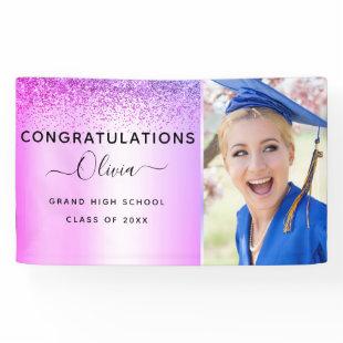 Purple 2022 Graduation Glitter Gradate Banner