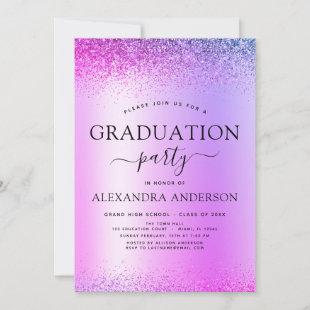 Purple 2022 Graduation Party Glitter Invitation