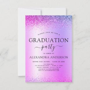 Purple 2022 Graduation Party Glitter Invitation