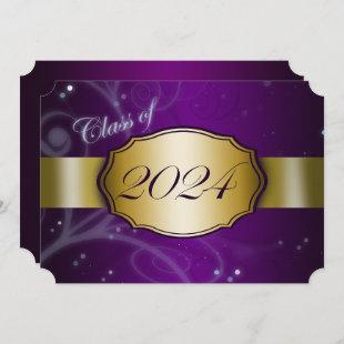 Purple and Gold 2024 Graduation Party Invitation
