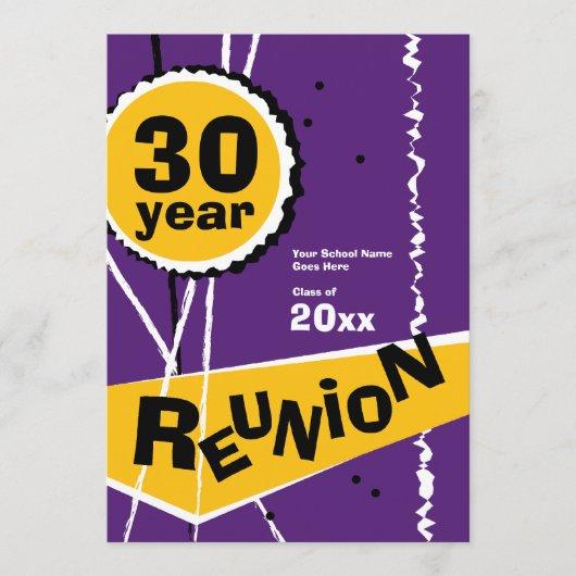Purple and Gold 30 Year Class Reunion Invitation