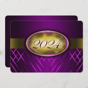 Purple and Gold Class of 2024 Party Invitation