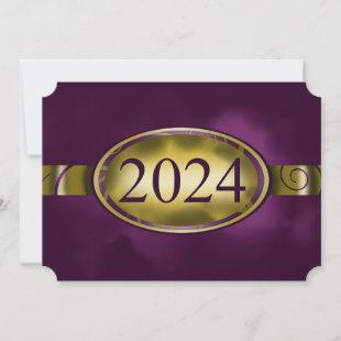 Purple and Gold Floral Button 2024 Card